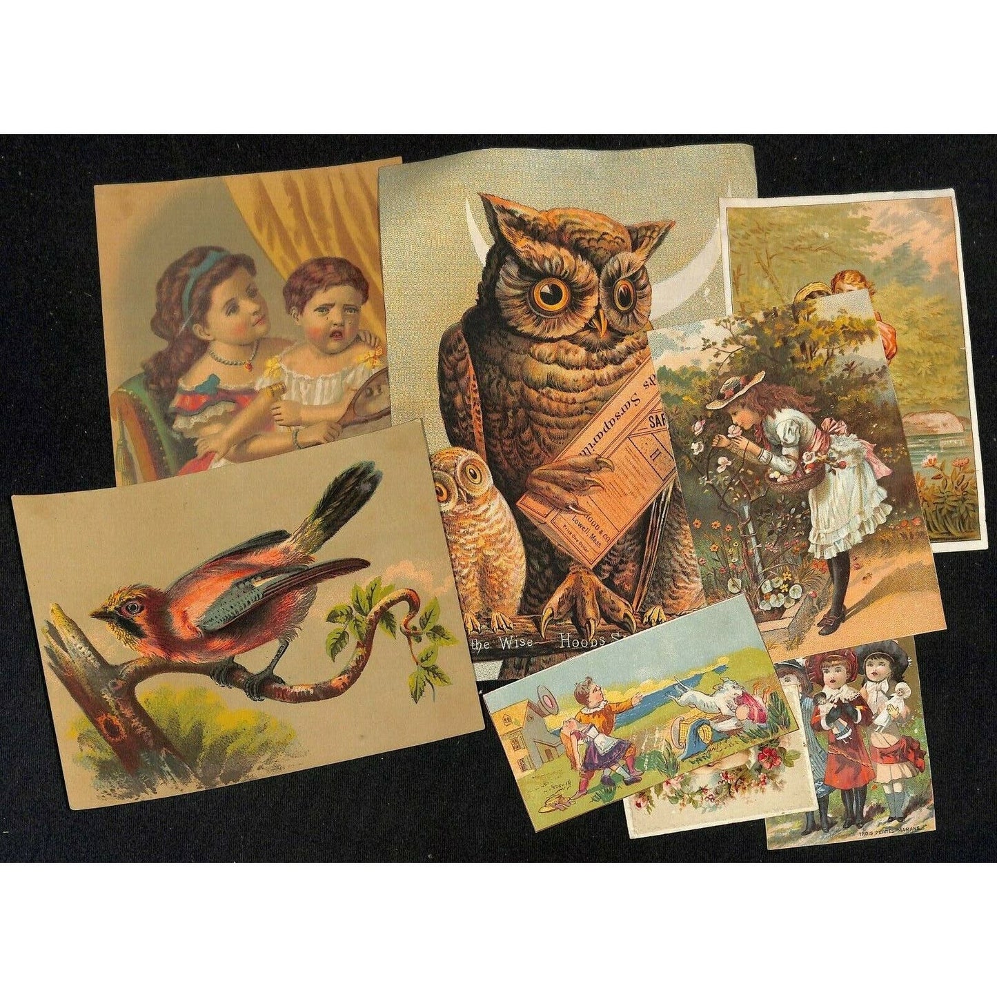 Group of 22 pcs Victorian Scrap / Trade Card Art