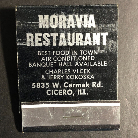 Moravia Restaurant Cicero, IL Full Matchbook - c1960's Scarce