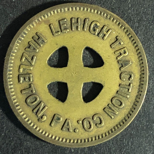 Lehigh Traction Co. Hazelton, PA Brass G/F One Fare Token 23mm c1956 Scarce