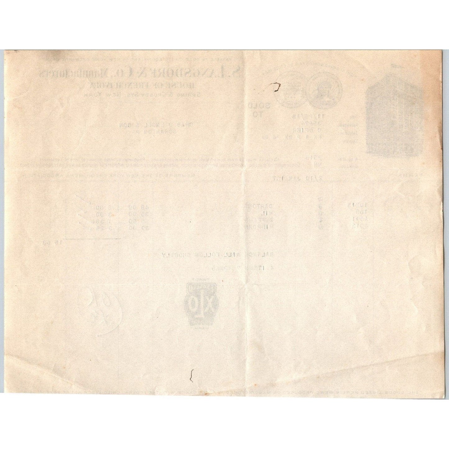 NYC Spring & Crosby Sts. S. Langsdorf & Co. "Engel" 1918 Billhead Scarce