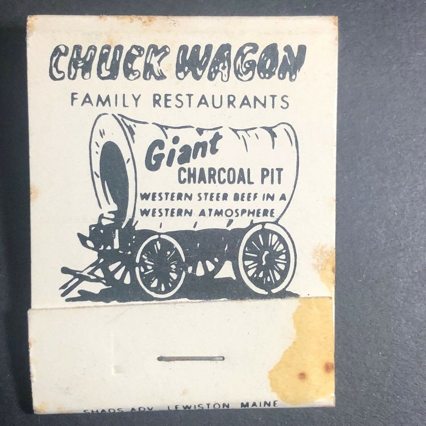 1960's-70's Full Matchbook - "Chuck Wagon Restaurants" Rockland Ellsworth