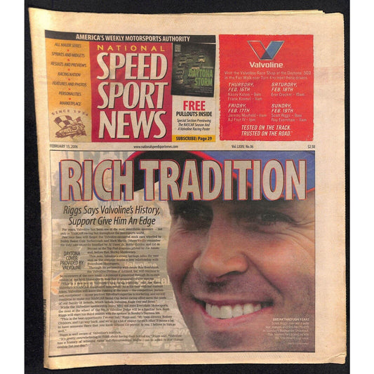 National Speed Sport News 2/15 2006 Scott Riggs Cover Racing 42pp VGC