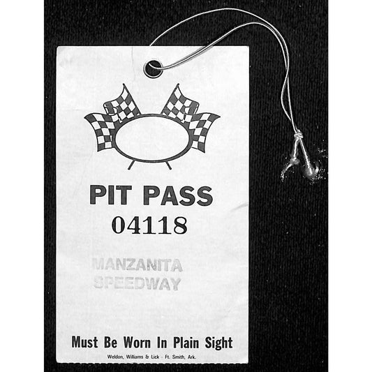 Manzanita Speedway Phoenix, AZ Racing Pit Pass c1970-80's #04118 VGC Scarce