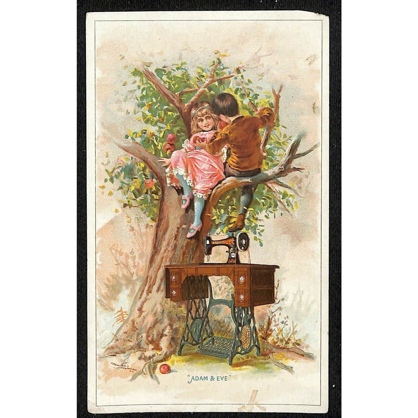 1880-90's Victorian Trade Card Singer Sewing Kids J.F. Fuhrman Gettysburg, PA