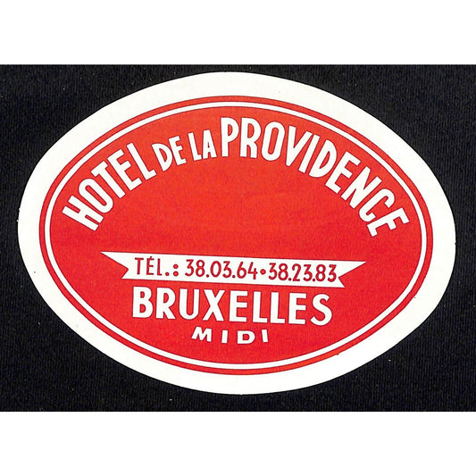 Hôtel de la Providence Bruxelles Midi Luggage Label Vintage NOS VGC Scarce