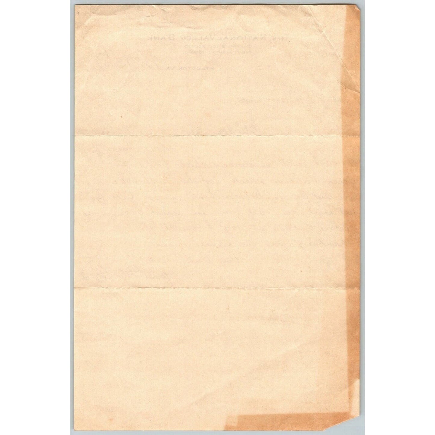 1906 Scarce National Valley Bank Staunton, VA Letterhead Billhead