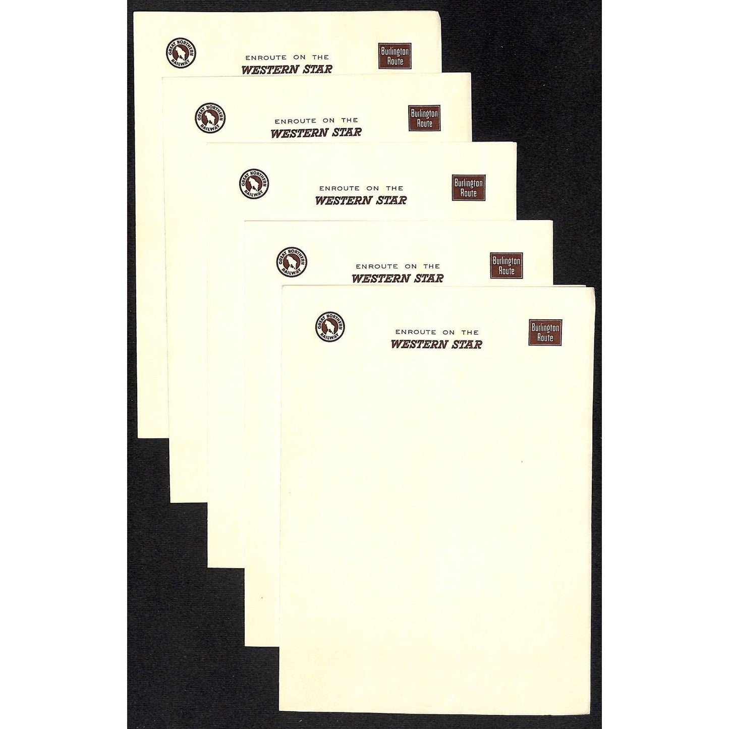 Great Northern Railway Western Star - 5 Stationary Sheets VGC