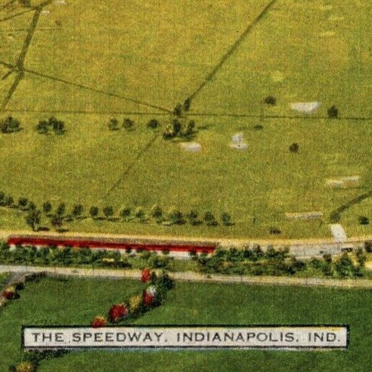 Indy 500 Linen Postcard 1935 "The Speedway, Indianapolis, IND" Unposted