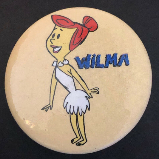 Wilma Flintstone / Hanna Barbara Productions 1985 1 1/4" Pin Back Button - VGC