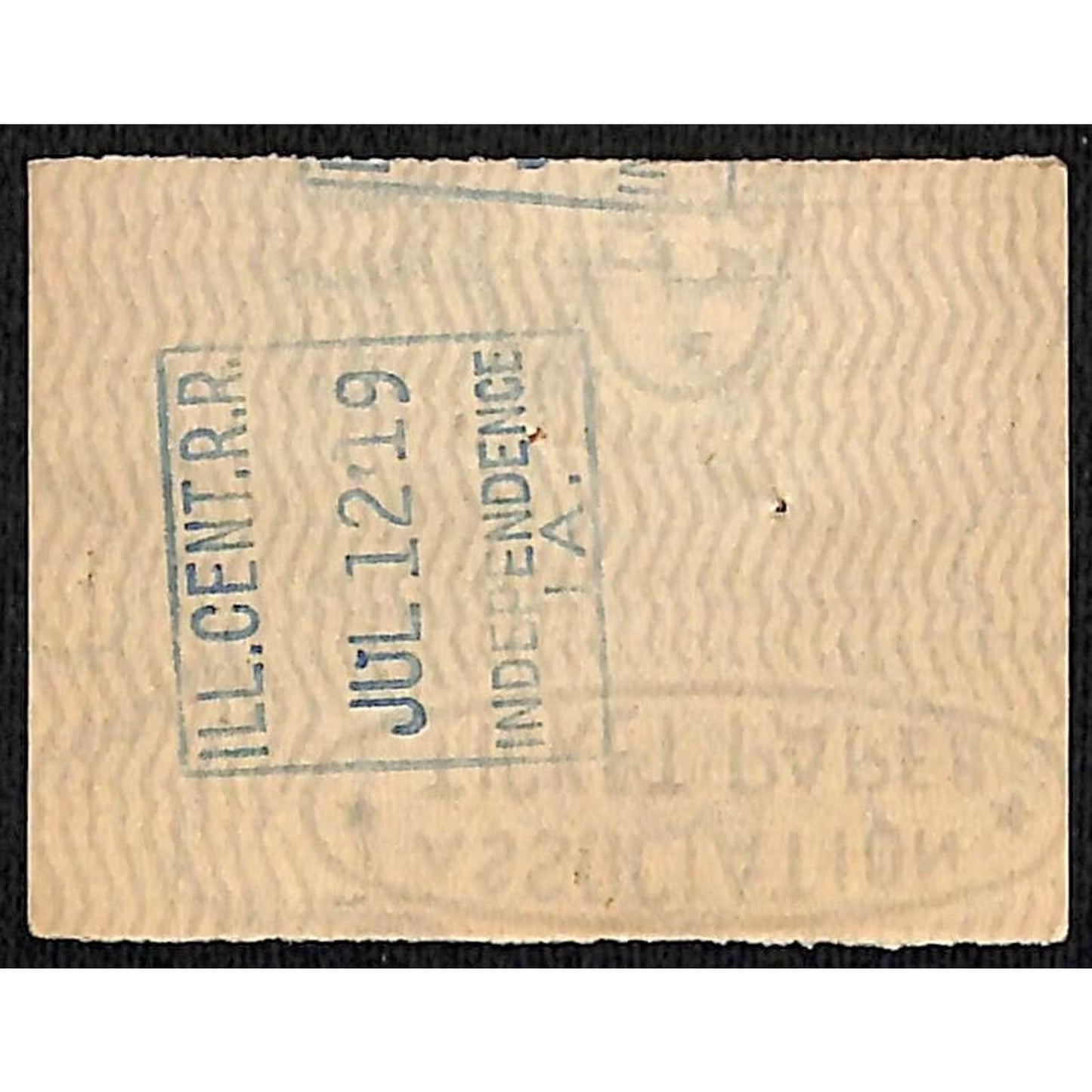 Illinois Central Railroad 1919 Ticket Kansas City to Waterloo #5542