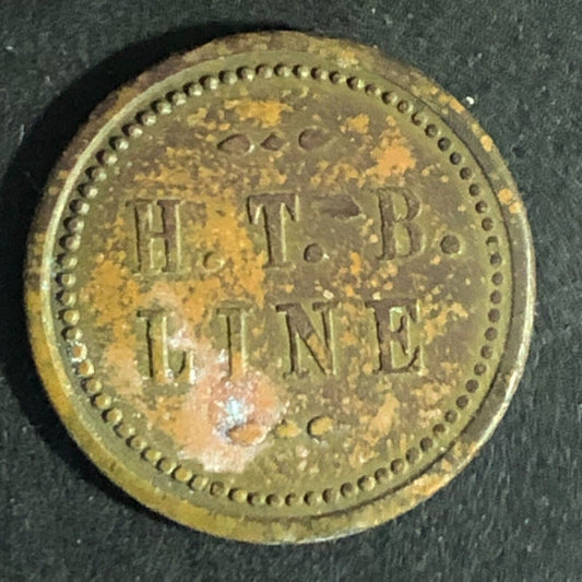 H.T.B. Line (Hill Top Bus Line Beaver Falls, PA) Brass 15¢ Token 18mm c1937