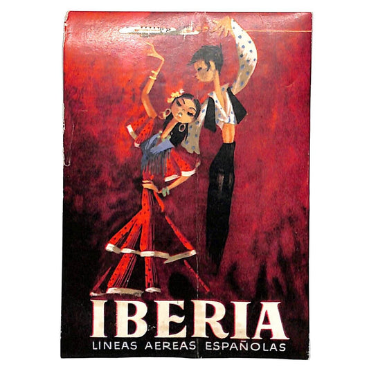 Iberia Lineas Aereas Easpanolas Airline Luggage Label Flamenco Dancers c1950's