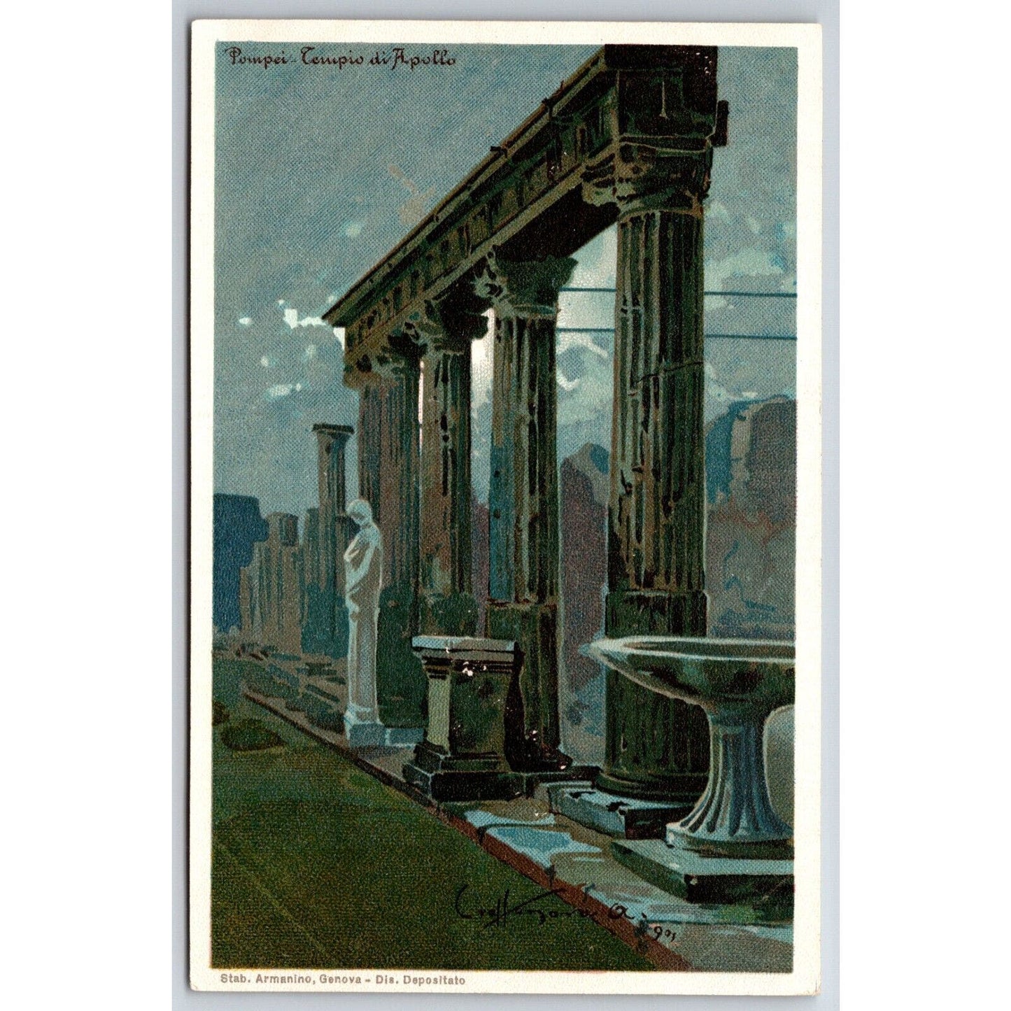 Italian Postcard Pompeii - Temple of Apollo c1901-1907 NP
