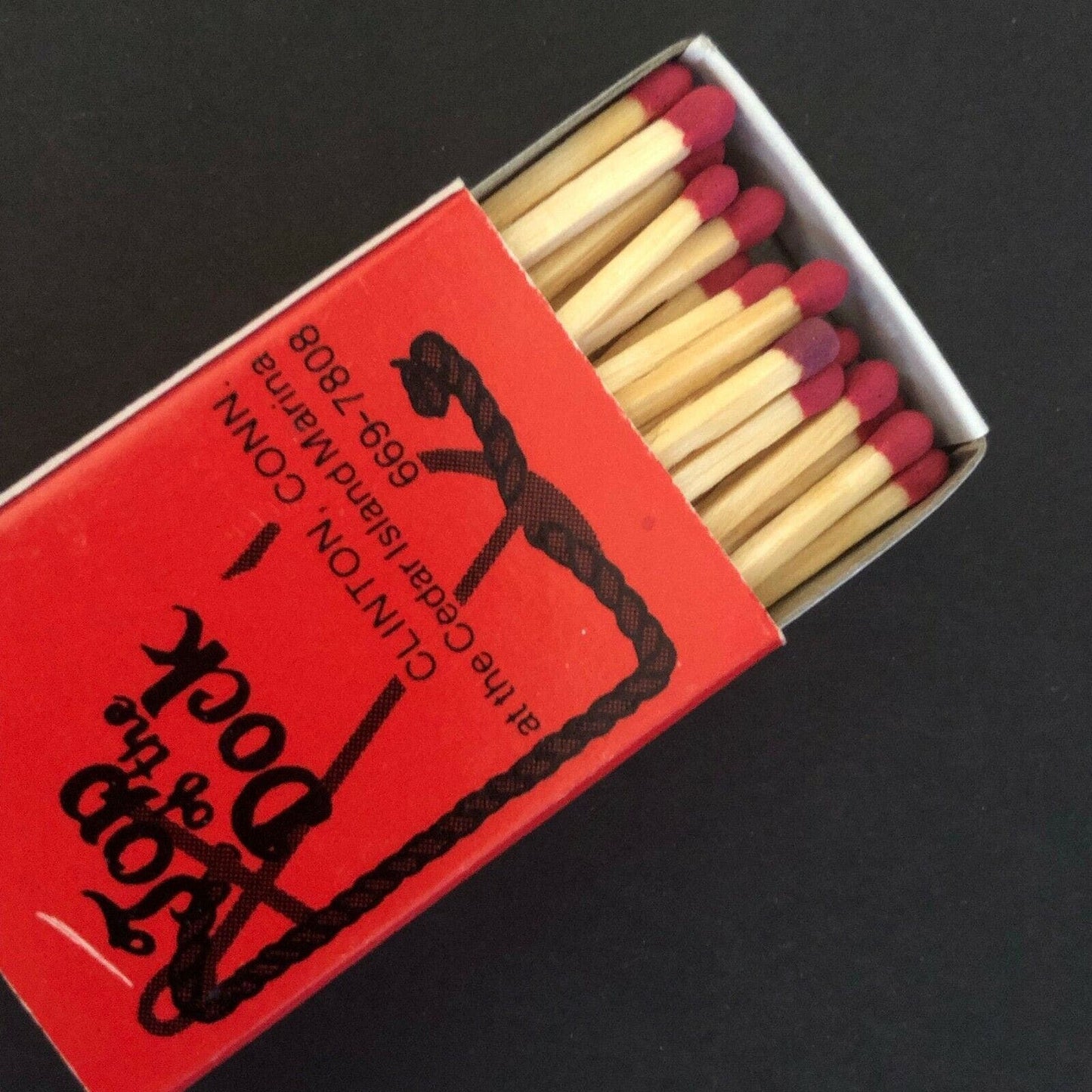 c1970's-80's Wooden Matchbox Matchbook "Top of the Dock" Clinton, CONN