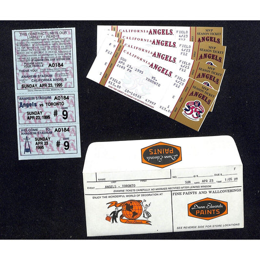 California Angels Tickets - 4 Unused 4/23/95 Strike - Game Not Played