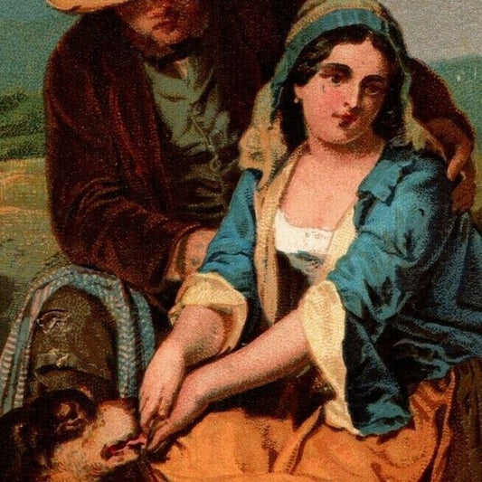 Dr. Jayne's Sanative Pills Couple Outdoors w Dog Victorian Trade Card