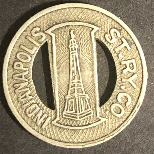 c1920's 16mm Indianapolis ST. RY. CO. G/F Brass One Fare Transit Token (1527)
