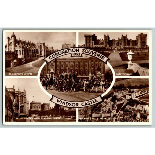 Multi-View 1953 Coronation at Windsor Castle - RPPC Postcard Unposted