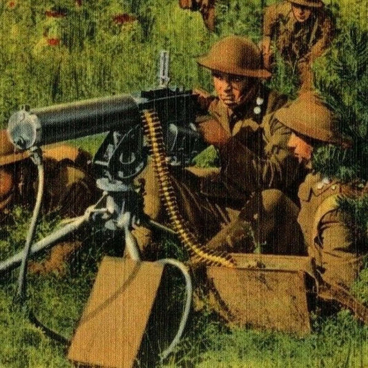 1943 U.S. Army Signal Corps Machine Gun Training Linen Postcard Vintage - VGC