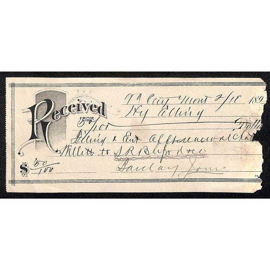 Virginia City Montana c1898 Henry Elling Receipt