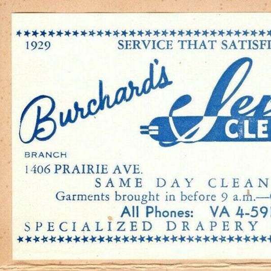 c1958s Advertising Sewing Needle Book "Burchard's Service Cleaners" Des Plains