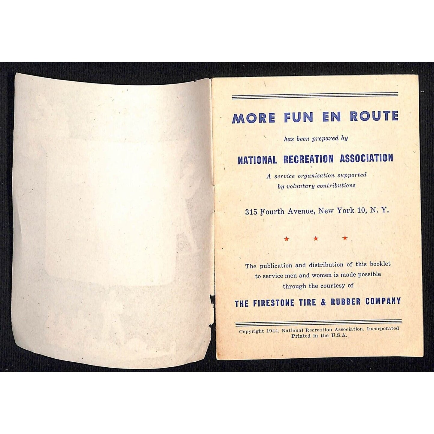 Firestone Tire & Rubber Co's "More Fun En Route" Armed Forces 1944 34pp
