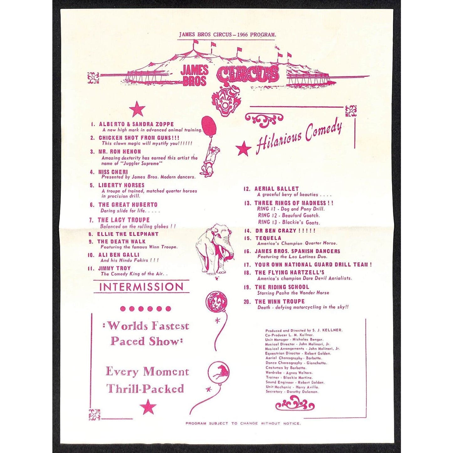 Group of Mostly 1970's Circus Letterheads & 2 1960's Hand Written Cards