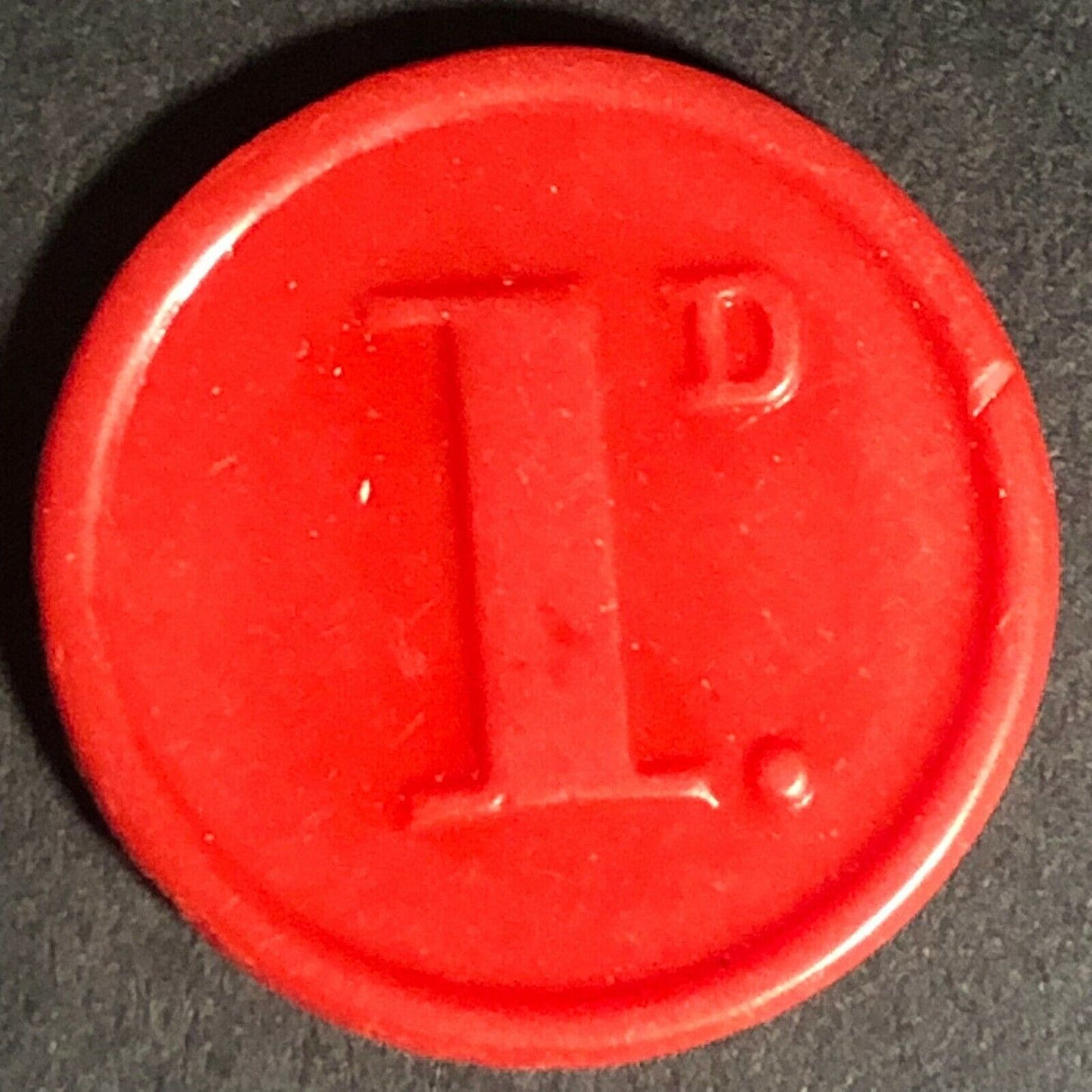 Darlington Transport Transit England Plastic Token Red 1D 22mm c50's-60's
