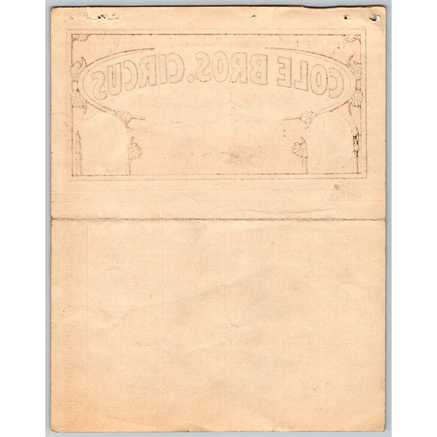 1937 Cole Bros with Clyde Beatty Ken Maynard Circus Route Card CA TX AZ LA AR MO