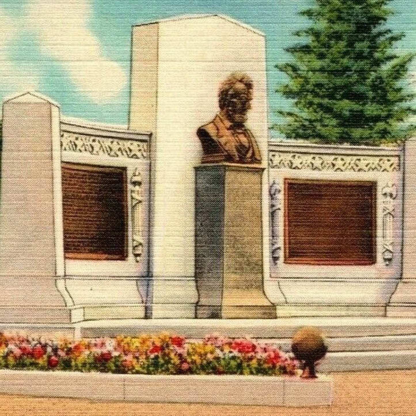 Vintage Linen Postcard Lincoln Speech Memorial, Gettysburg, PA