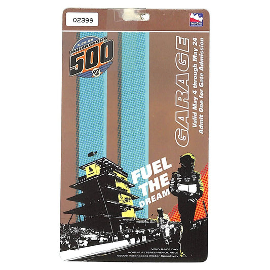 2008 Indy 500 Garage Access Ticket Pass Indianapolis IMS #2399 VGC