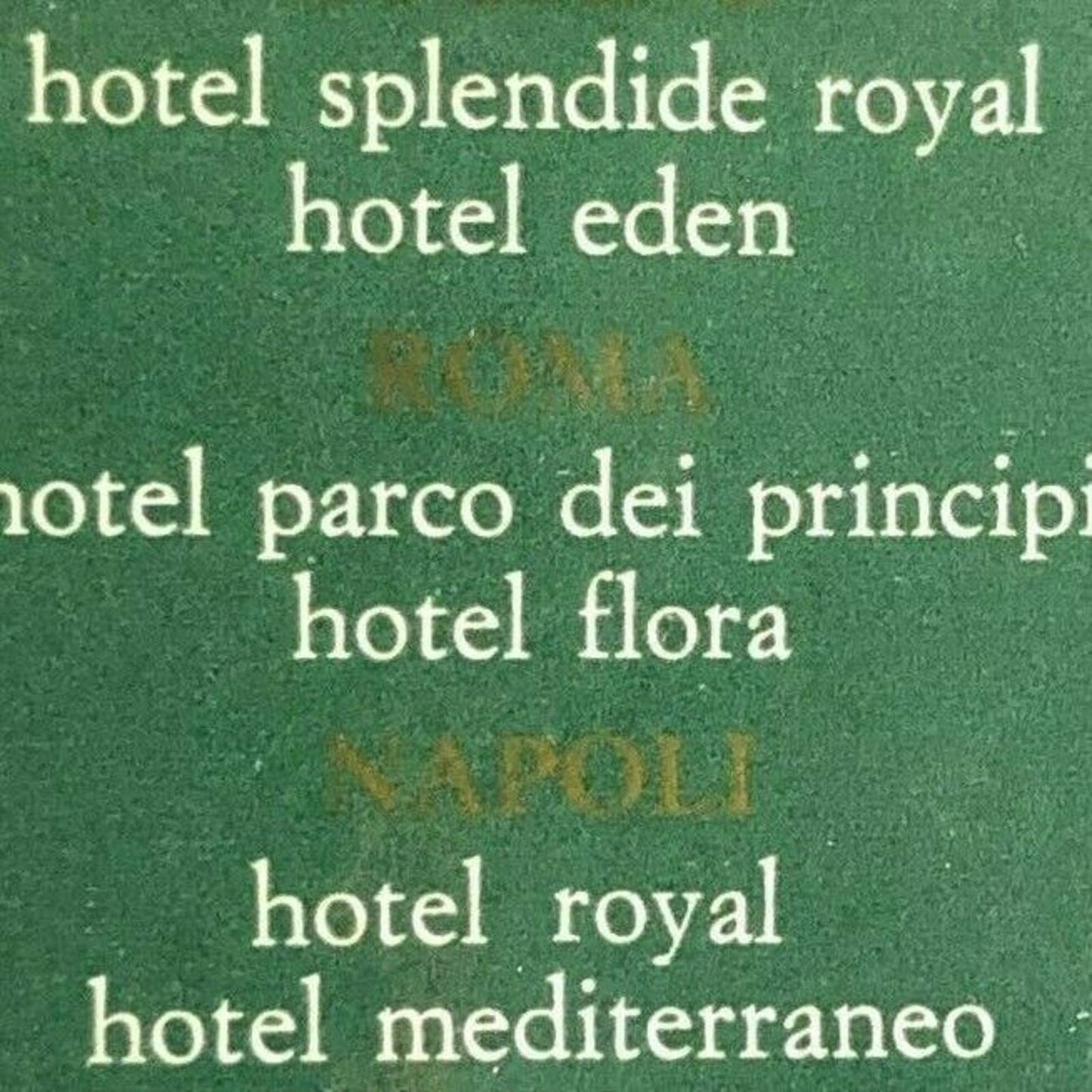 c1980's Full Matchbook Wooden Sticks Quality Hotels Napoli Italy