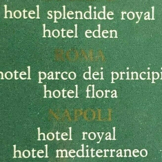 c1980's Full Matchbook Wooden Sticks Quality Hotels Napoli Italy