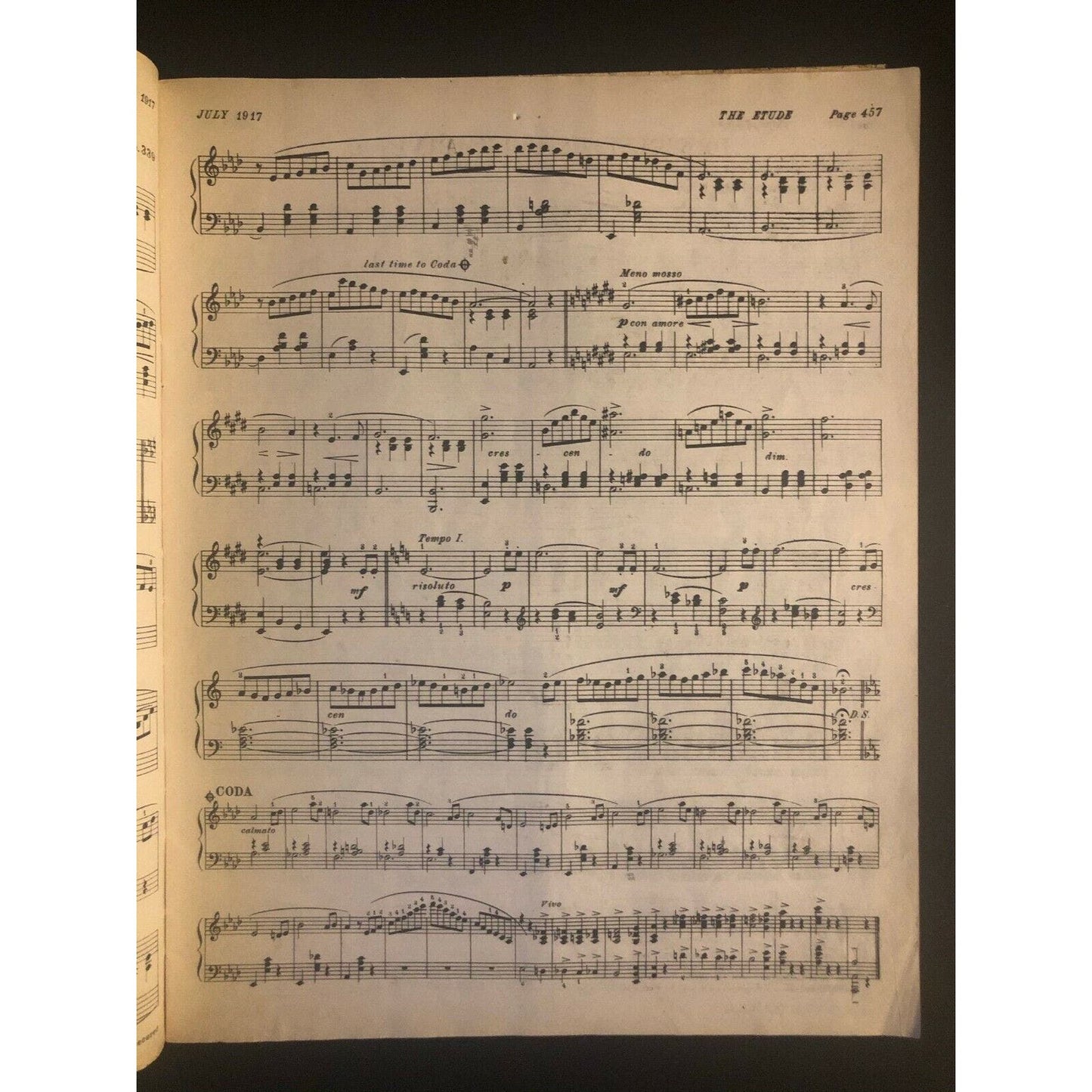 Vintage 1917 Sheet Music Magazine "The Etude" 60+ pages Uncle Sam Bugle