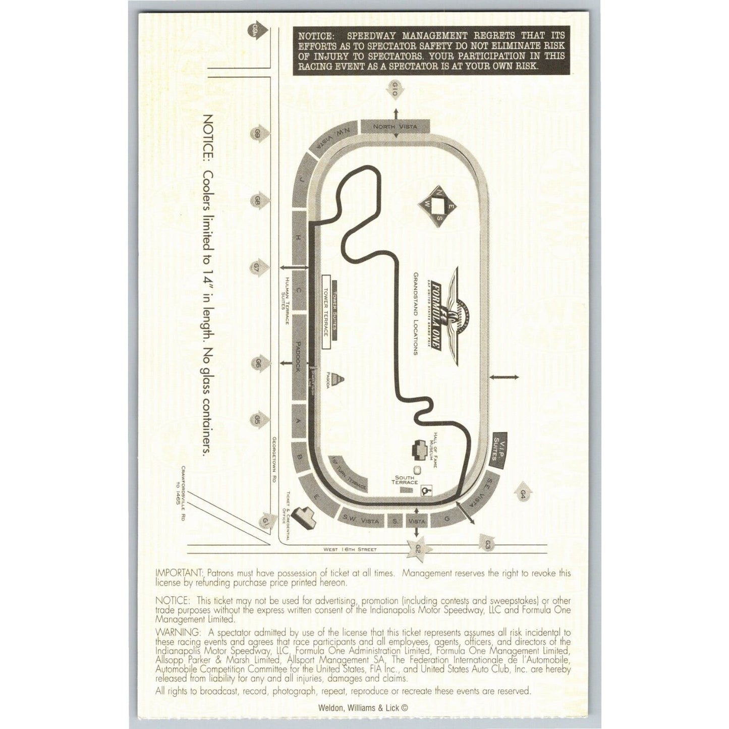 2002 Indianapolis Formula One Grand Prix Racing Ticket Stub 9/29 VGC Seat 1