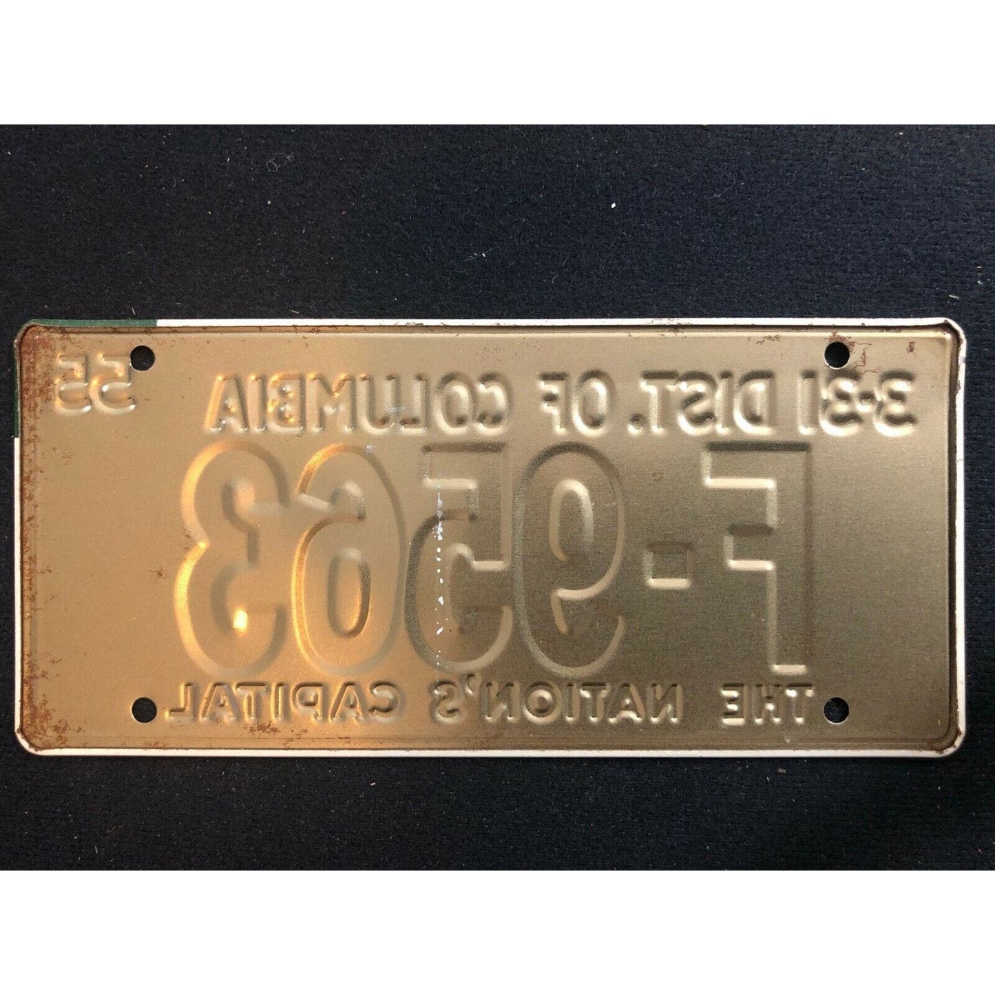 1953-54 Gen. Mills Wheaties Tin Mini Bicycle License Plate District of Columbia