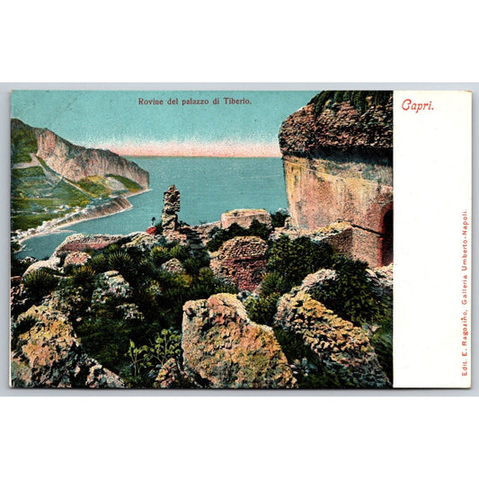 Italian Postcard Capri Ruins of the Palace of Tiberius Rocky Cliffs c1901-1907