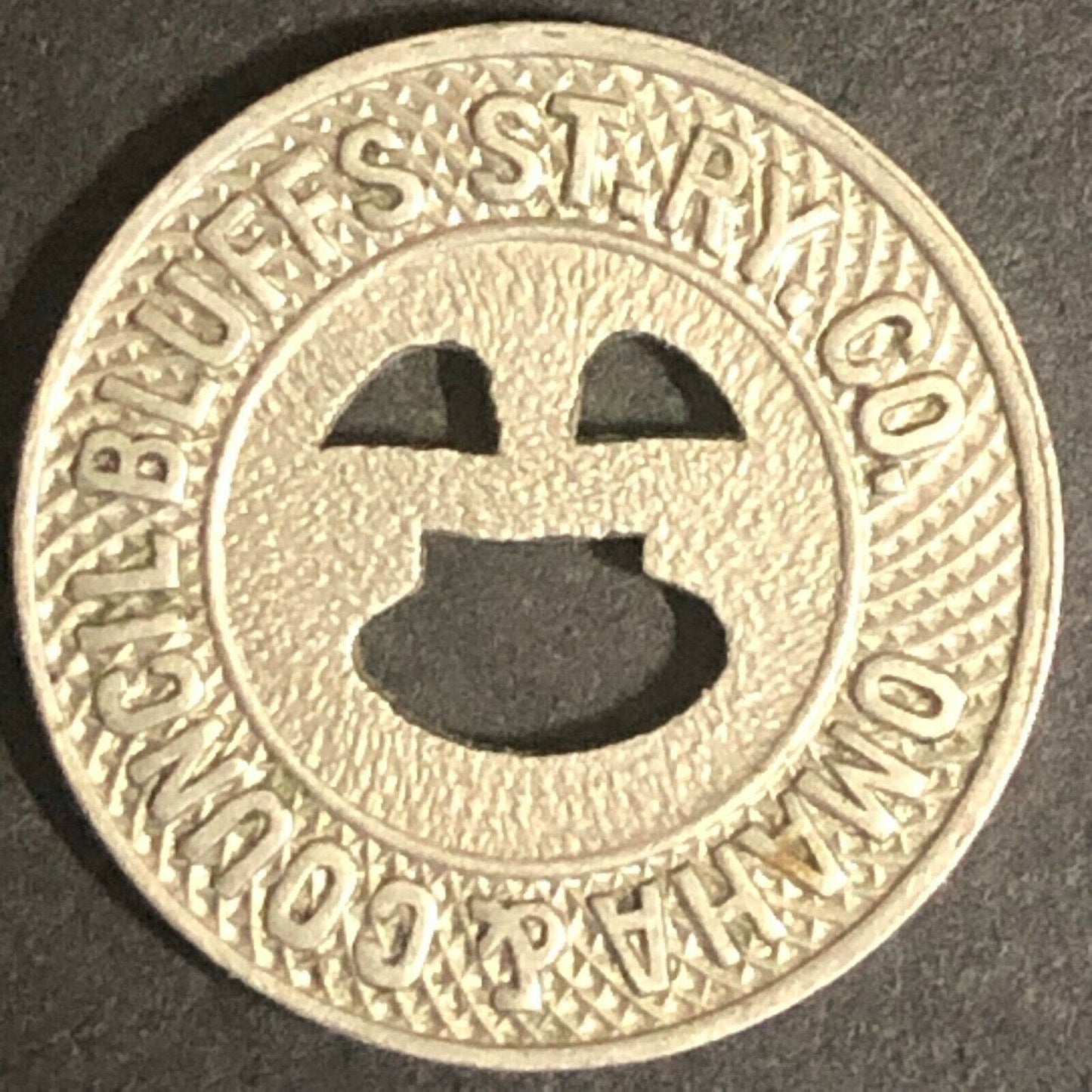 c1919 16mm Omaha & Council Bluffs S.S.T. RY Co G/F One City Fare Brass Token