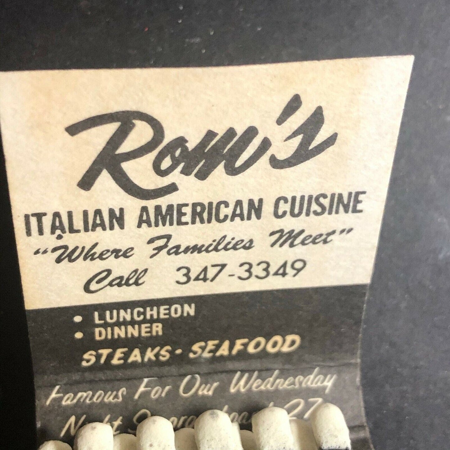 Vintage 1960's-70's Full Matchbook Roni's Restaurant Sturbridge, MA