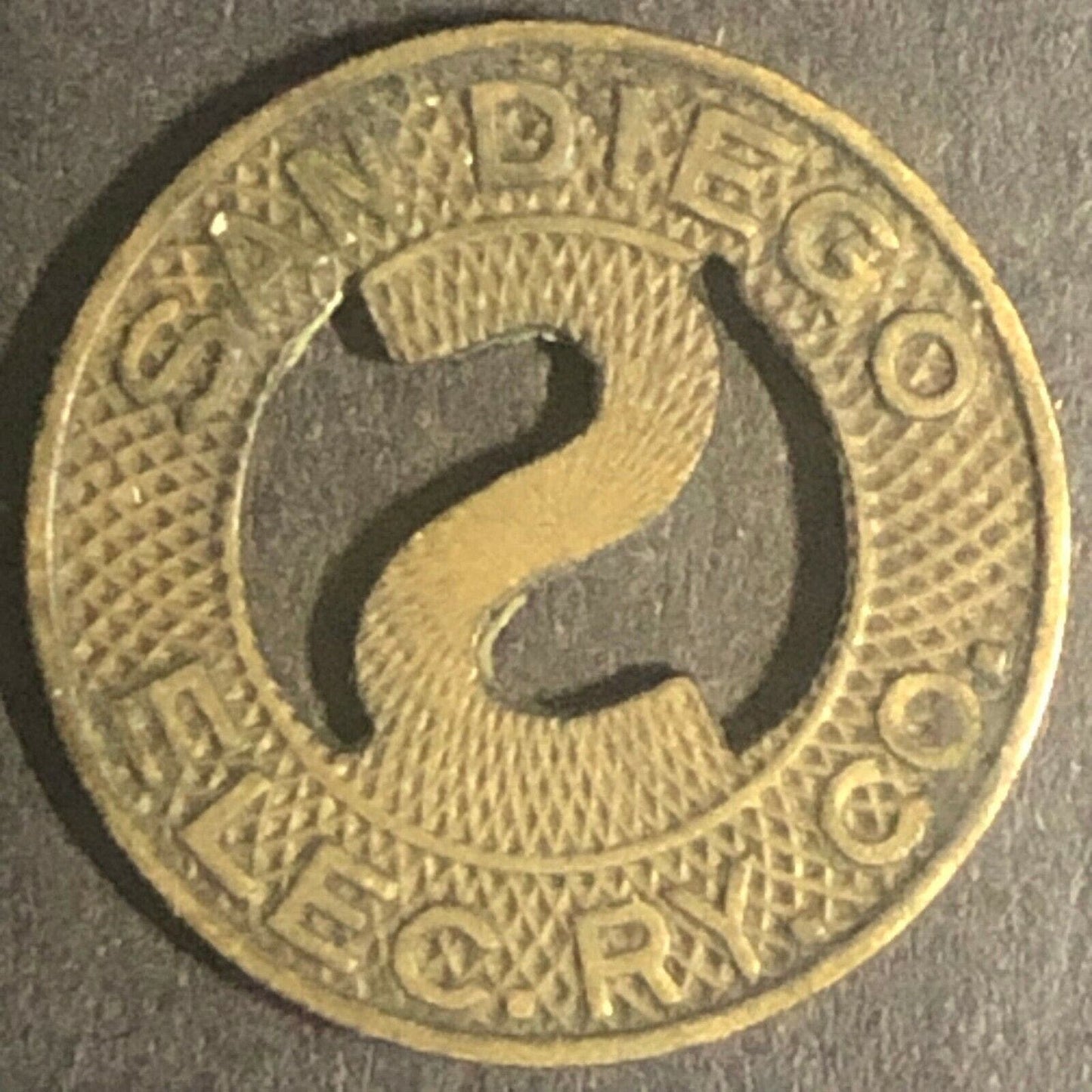 c1940's 16mm San Diego Elec. RY Co. G/F One Full Fare Transit Token -- CA