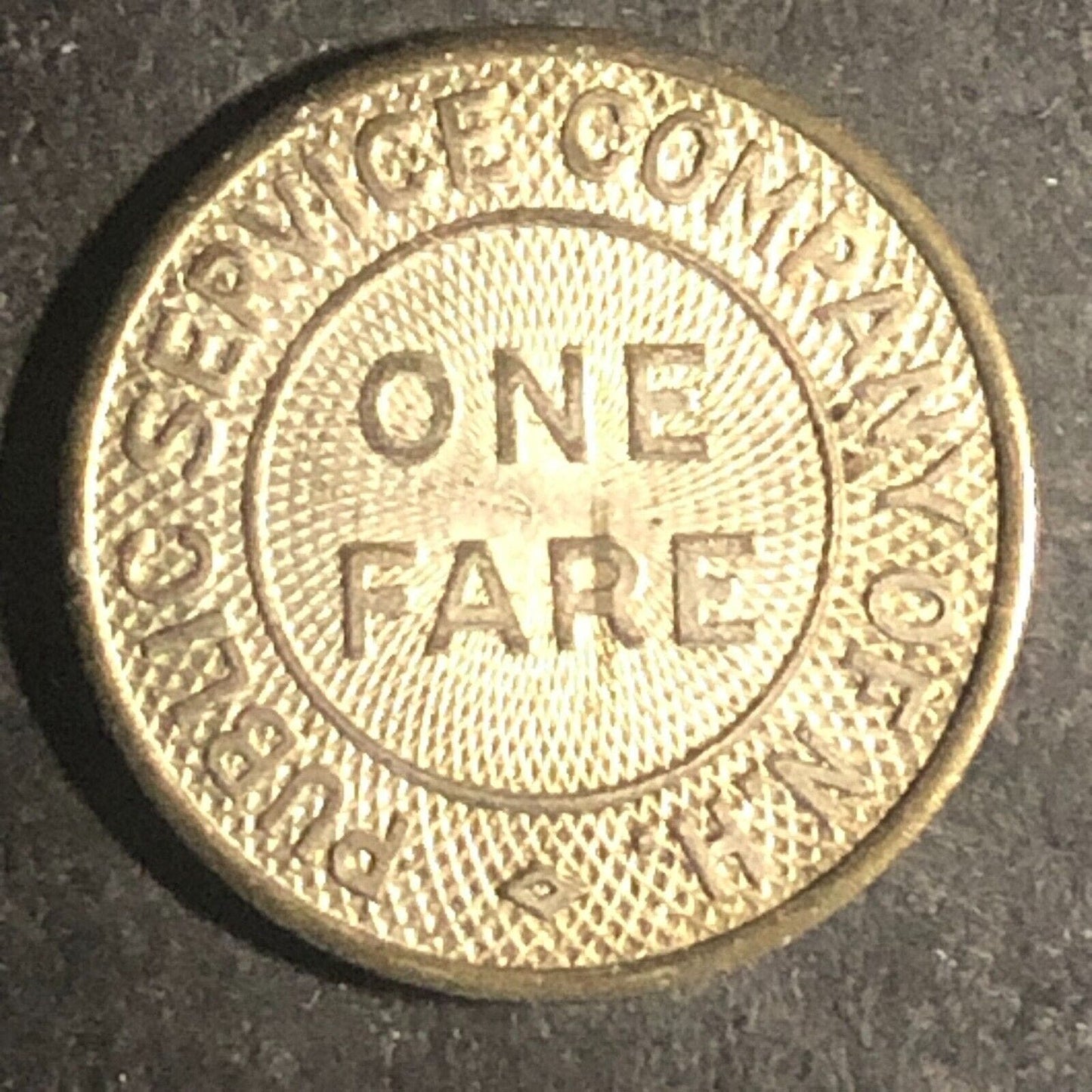 Public Service Company "One Fare" Transit Token Manchester, NH 16.4mm c1940's