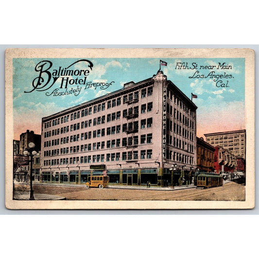 Biltmore Hotel "Absolutely Fireproof" Los Angeles Postcard - c1915-1920's Rates