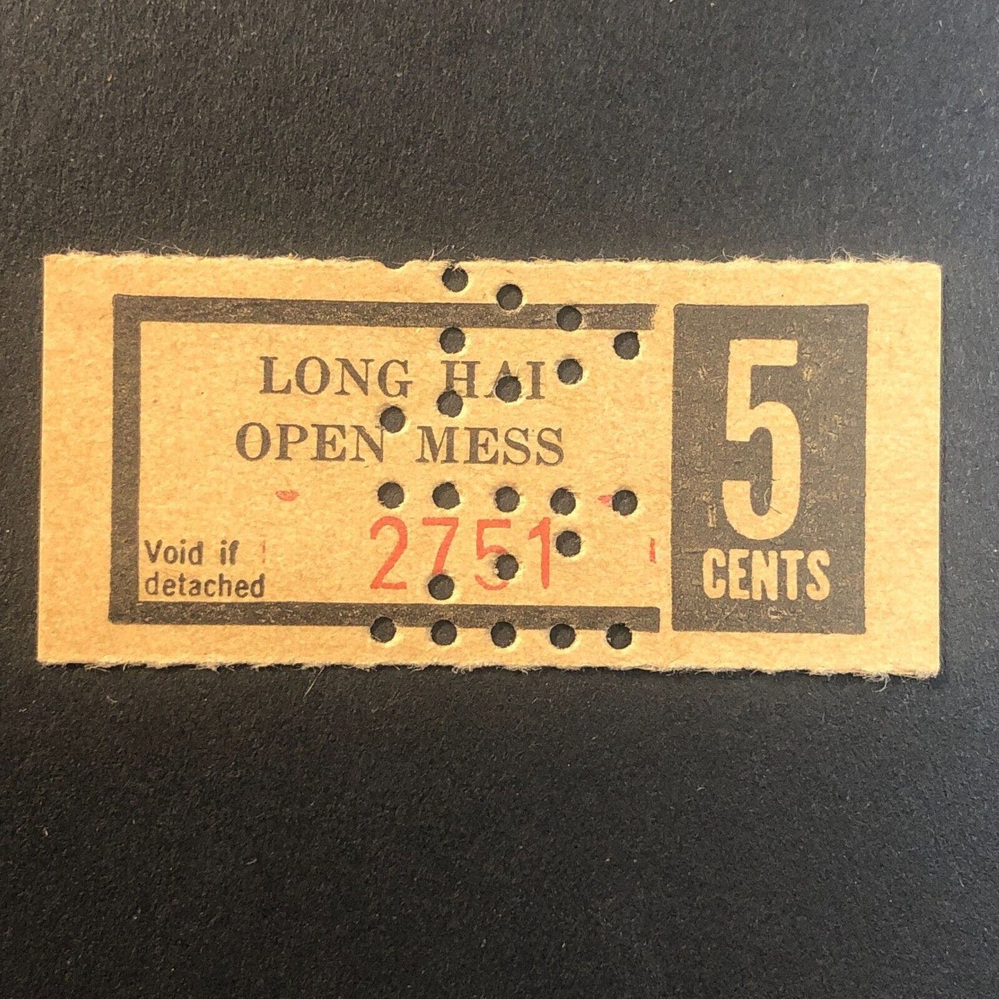 Long Hai Open Mess Vietnam Chit Trade Token U.S. Military - 5 Cents