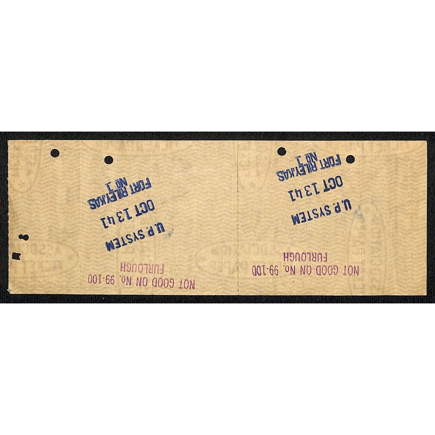 1941 Union Pacific Railroad Round Trip Ticket to Dallas