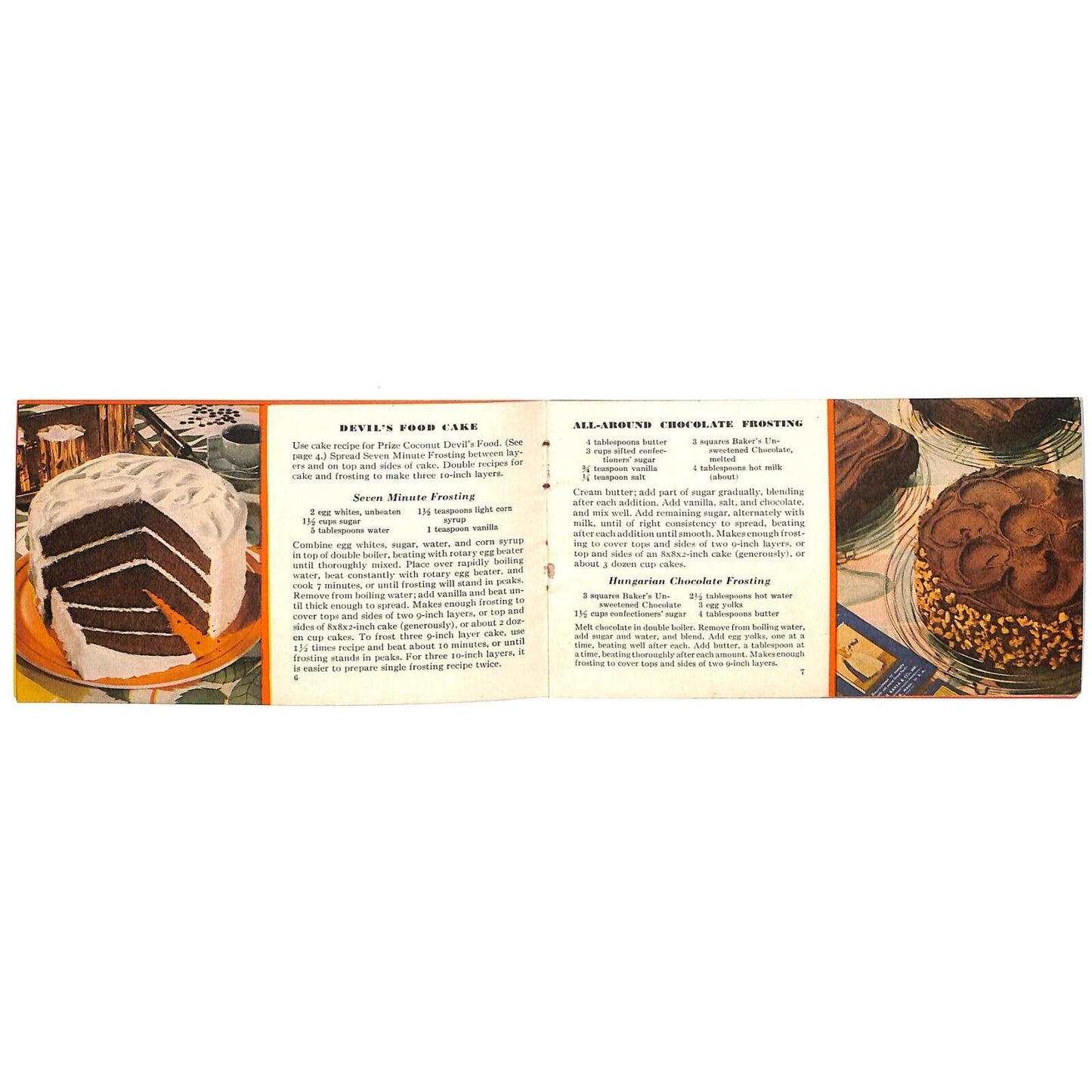 Baker's Chocolate Sampler Recipe Booklet 1936 14pp Cake Frosting Brownies VGC