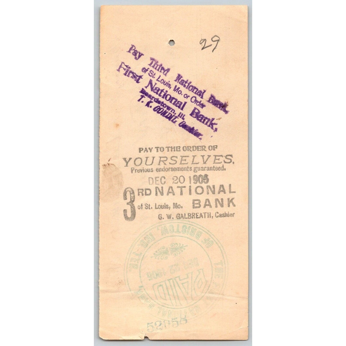 Bristow, OK 1905 Indian Territory FNB Bank Check - Scarce