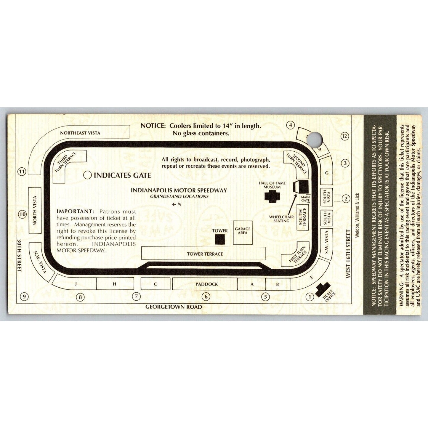 1996 Indianapolis 500 Ticket Stub Racing IMS Jacques Villeneuve - seat 7