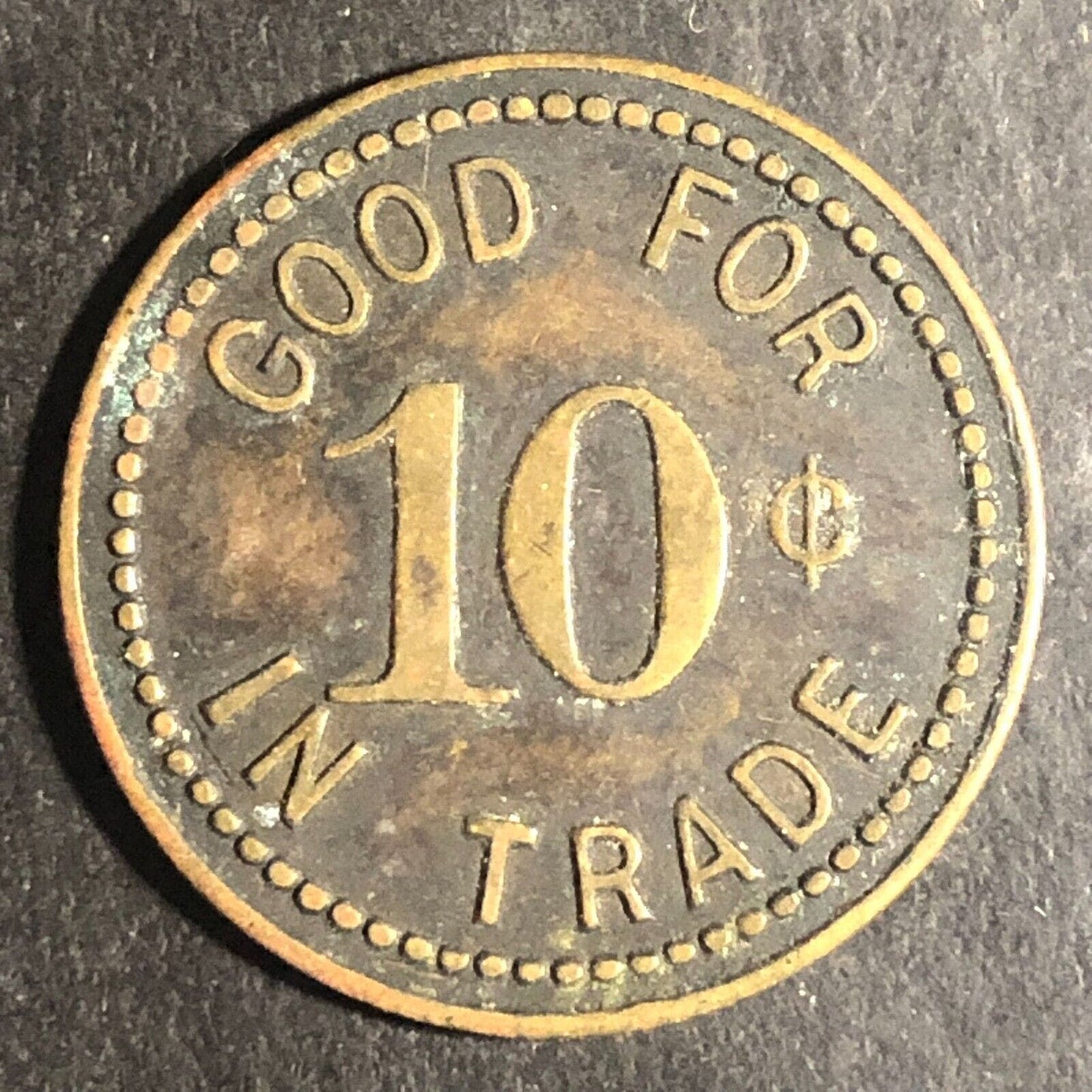 G.B. Silvertown Lunch Akron, OH G/F 10¢ In Trade Brass Token (Est. 1934) Scarce