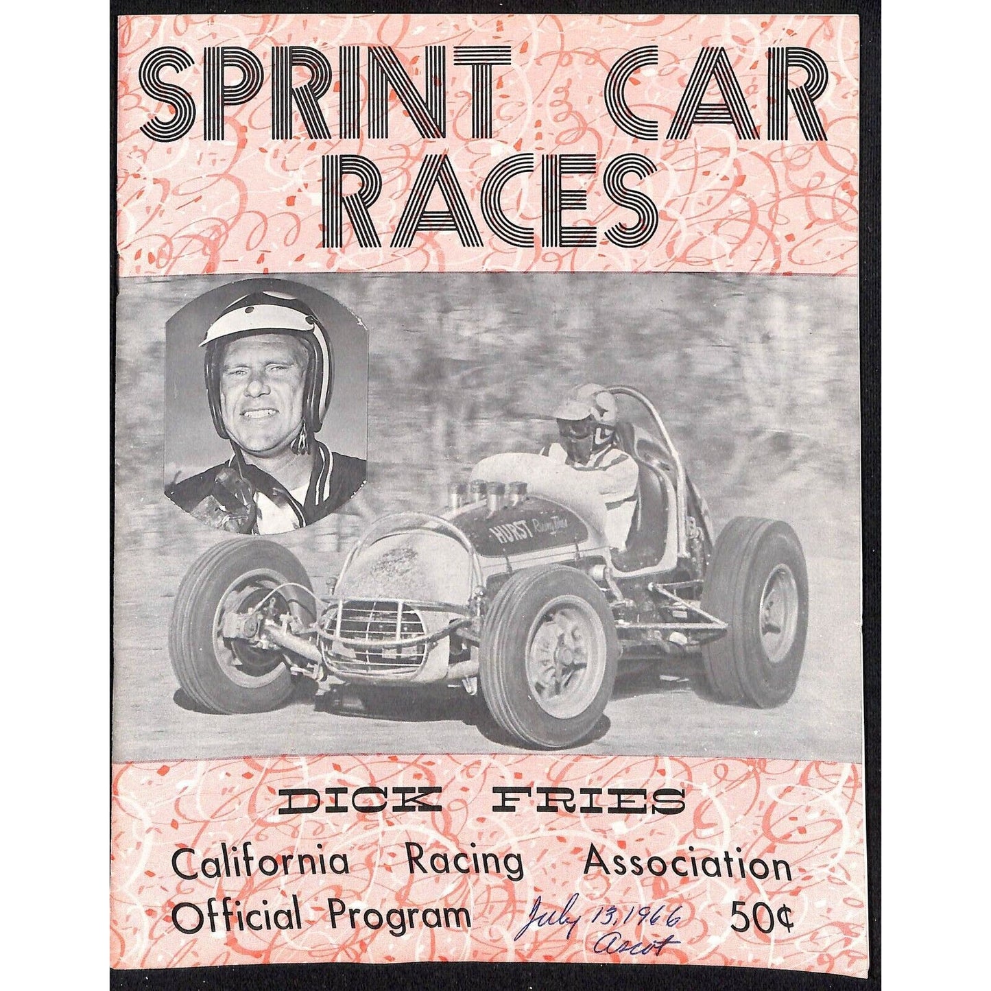 Scarce July 13 1966 Sprint Car Auto Racing CRA Program Ascot Gardena, CA 16pp.