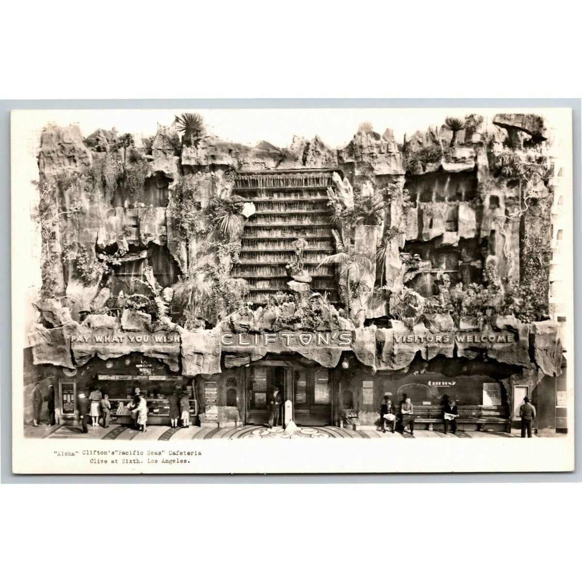 Vintage RPPC* Postcard Clifton's "Pacific Seas" Cafeteria LA, CA c1930's "Aloha"